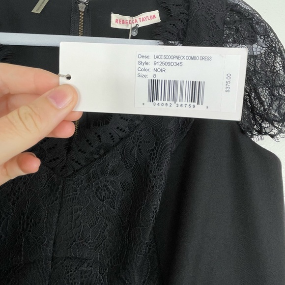 REBECCA TAYLOR black lace combo dress NWT sz 8 - Picture 5 of 6